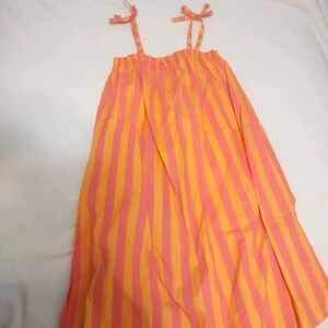 Striped Pink and Orange Cotton Dress